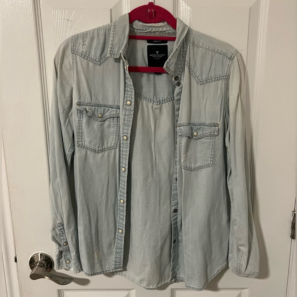 American Eagle Button Up Denim Top
